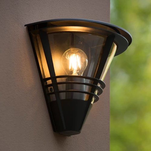 Lucide LIVIA - Wandlamp Binnen/Buiten - 1xE27 - IP44 - Zwart - sfeer 1